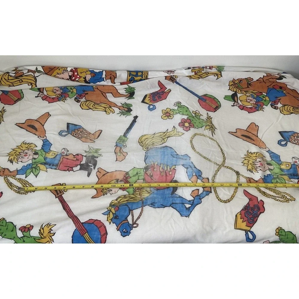 Cannon Western Cowboy Cowgirl Bar B Ranch Farm Rodeo Twin Size Sheet Set 1960's